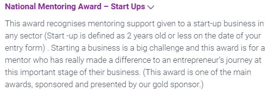 Start-up category description